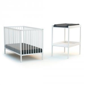 Chambre duo lit bébé et table à langer blanc At4