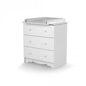 Chambre trio marelle lit 70x140 cm + commode à langer + armoire blanc At4