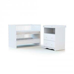 Chambre duo lit combiné 60x120 cm marelle blanc At4