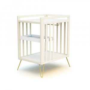 Chambre duo lit bébé only de jurababy blanc perle et jaune 60x120 + table a langer At4