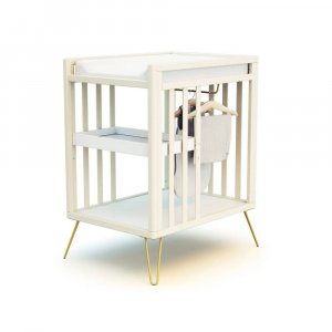 Chambre duo lit bébé only de jurababy blanc perle et jaune 60x120 + table a langer At4