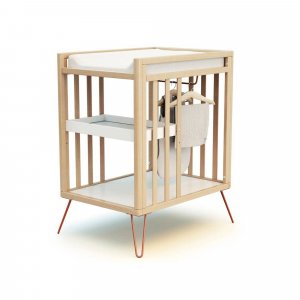 Chambre duo lit bébé only de jurababy 60x120 hêtre et terracotta + table a langer At4