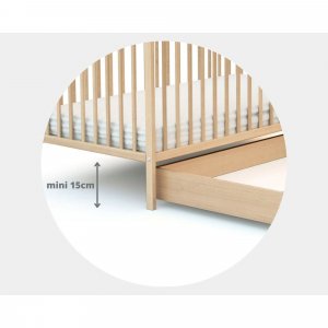 Tiroir de lit bébé en bois essentiel hêtre verni 60 x 120cm At4