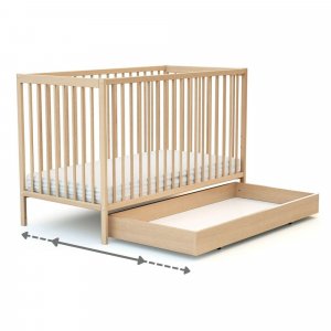 Tiroir de lit bébé en bois essentiel hêtre verni 60 x 120cm At4