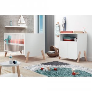 Lit évolutif 70x140 cm pirate blanc et hêtre verni At4