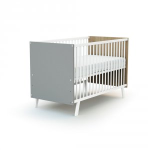 Lit bébé 60x120 cm carnaval blanc, gris et chêne At4