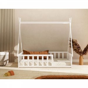Lit tipi webaby au sol 70 x 140 en bois blanc At4