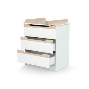 Commode à langer carrousel blanc et hêtre verni At4