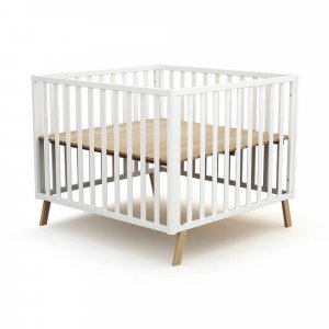 Parc évolutif confort blanc et hêtre 100 x 100 cm At4