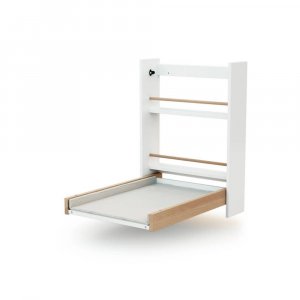 Table à langer murale essentiel blanc et hêtre verni avec matelas a langer At4