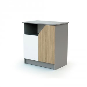 Meuble à langer carnaval blanc, gris et chêne At4