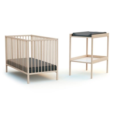 Chambre duo lit bébé et table à langer brut