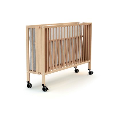Lit bébé pliant 60x120 cm confort hêtre verni