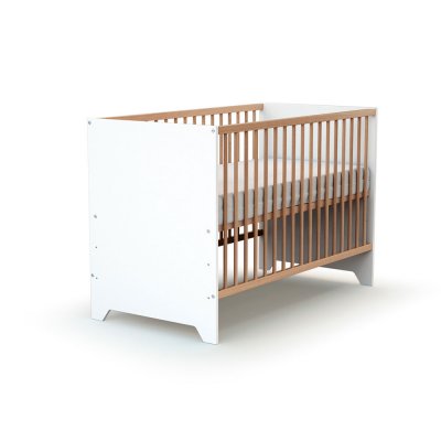 Lit bébé 60x120 cm gavroche blanc et hêtre verni