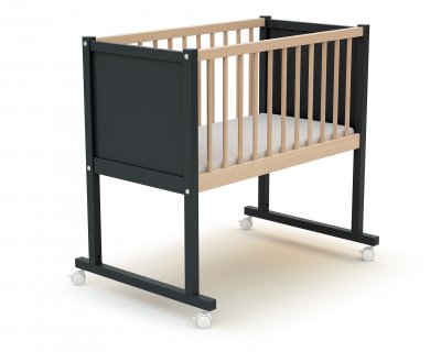 Berceau 40x80 cm confort gris graphite et hêtre