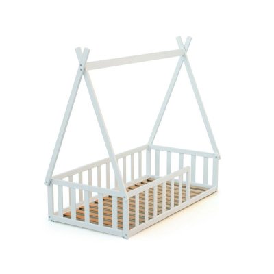 Lit tipi webaby au sol 70 x 140 en bois blanc