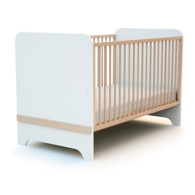 Lit évolutif 70x140 cm carrousel blanc et hêtre verni