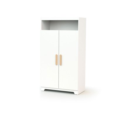 Armoire gavroche blanc et hêtre verni