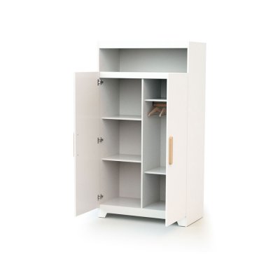 Armoire gavroche blanc et hêtre verni