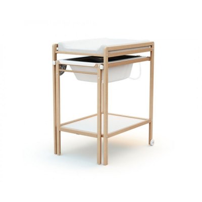 Table à langer avec baignoire essentiel hêtre verni