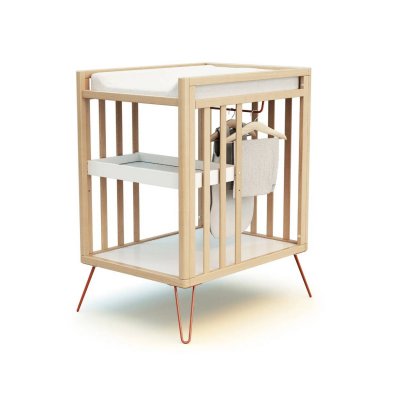 Table à langer only de jurababy hêtre et terracotta