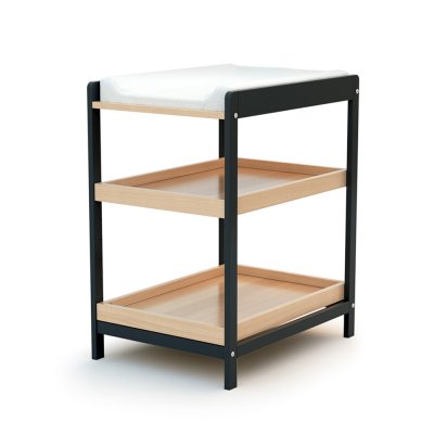 Table à langer confort gris graphite et hêtre verni