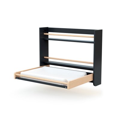 Table à langer murale confort gris graphite et hêtre verni