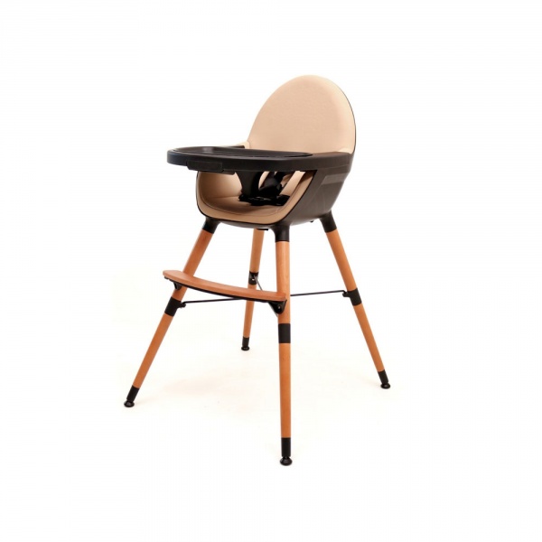 Chaise haute évolutive confort noir et camel At4