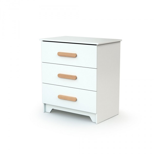 Chambre trio gavroche lit bébé 60x120 + commode à langer + armoire blanc et hêtre At4