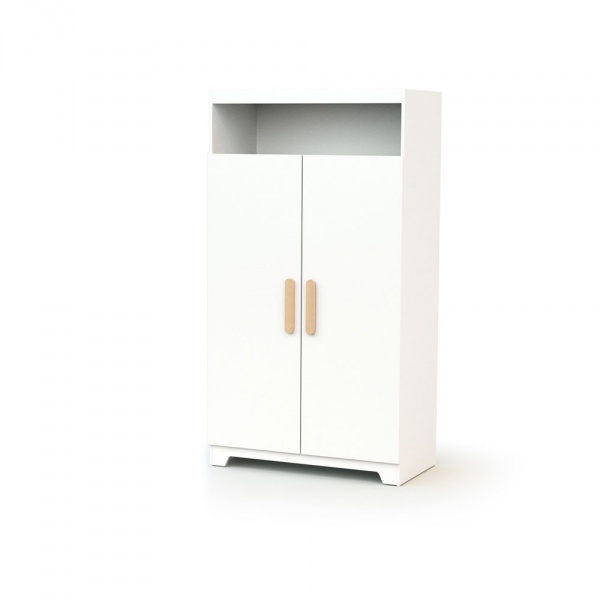 Chambre trio gavroche lit bébé 60x120 + commode à langer + armoire blanc et hêtre At4