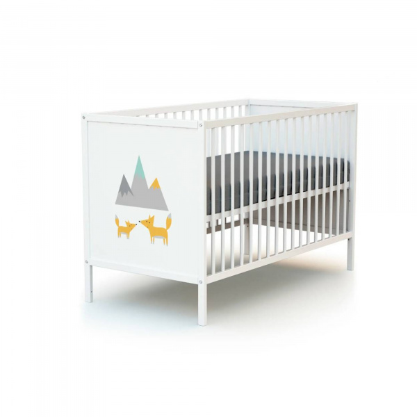 Chambre duo lit bébé 60x120 cm et commode à langer webaby blanc At4