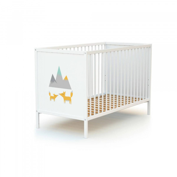 Chambre duo lit bébé 60x120 cm et commode à langer webaby blanc At4