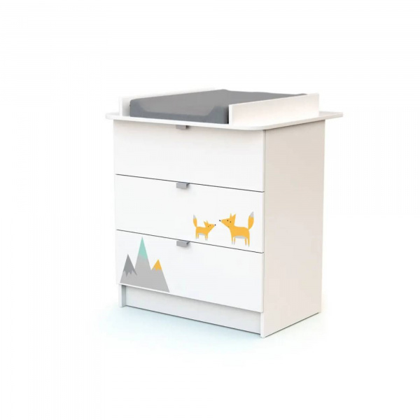 Chambre duo lit bébé 60x120 cm et commode à langer webaby blanc At4