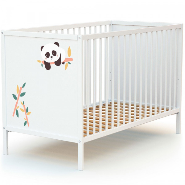 Chambre duo lit bébé 60x120 cm et meuble à langer webaby panda At4