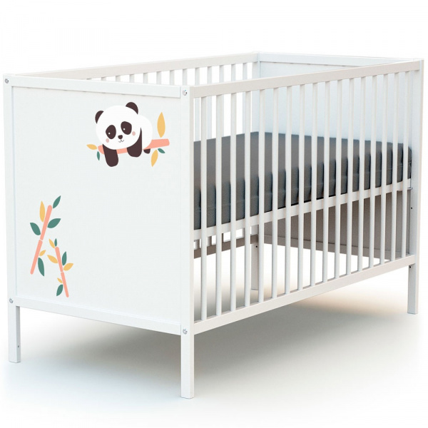 Chambre duo lit bébé 60x120 cm et meuble à langer webaby panda At4