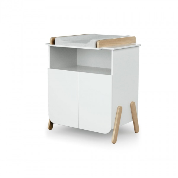 Chambre trio pirate lit 70x140 cm + meuble à langer + armoire blanc et hêtre verni At4