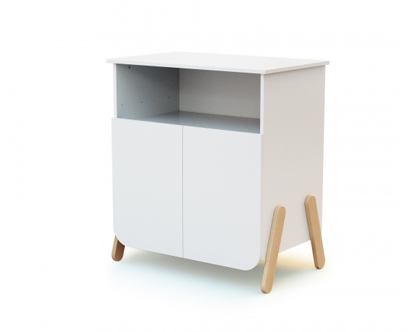 Chambre trio pirate lit 70x140 cm + meuble à langer + armoire blanc et hêtre verni At4