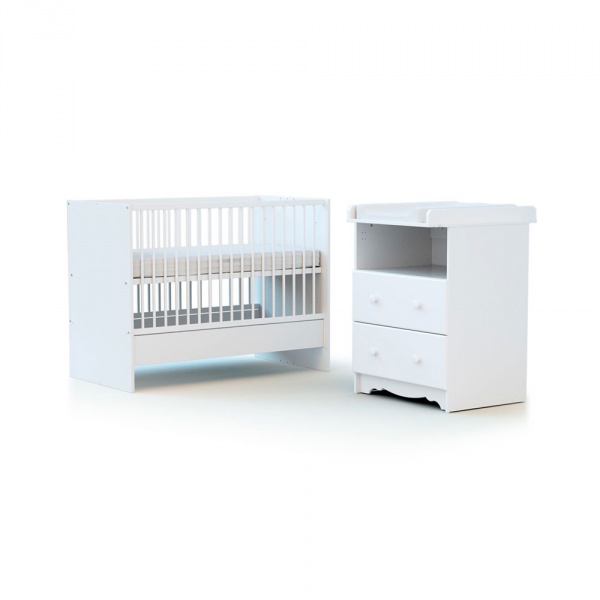 Chambre duo lit combiné 60x120 cm marelle blanc At4