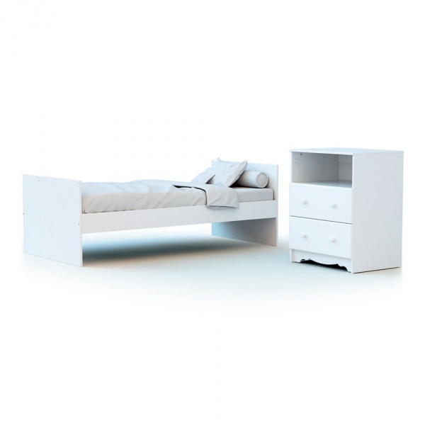 Chambre duo lit combiné 60x120 cm marelle blanc At4