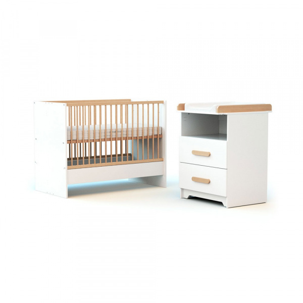 Chambre duo gavroche lit évolutif 60x120 blanc et hêtre At4