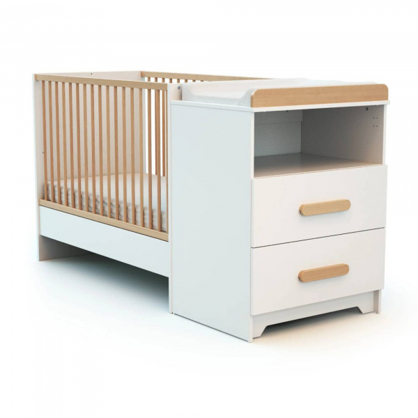 Chambre duo gavroche lit évolutif 60x120 blanc et hêtre At4