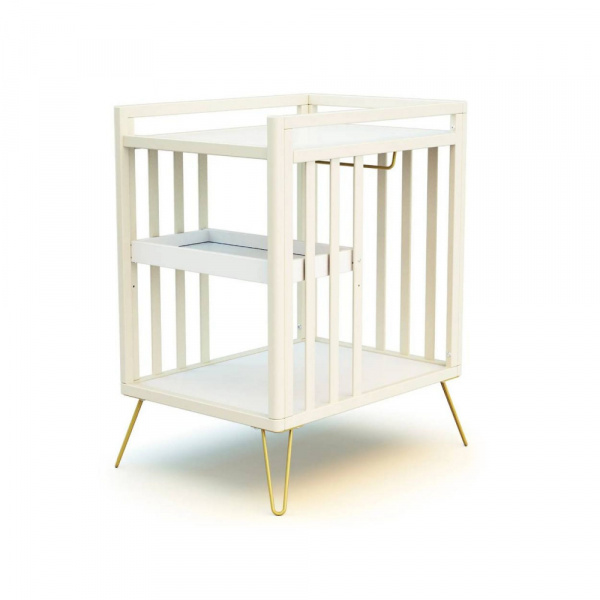 Chambre duo lit bébé only de jurababy blanc perle et jaune 60x120 + table a langer At4