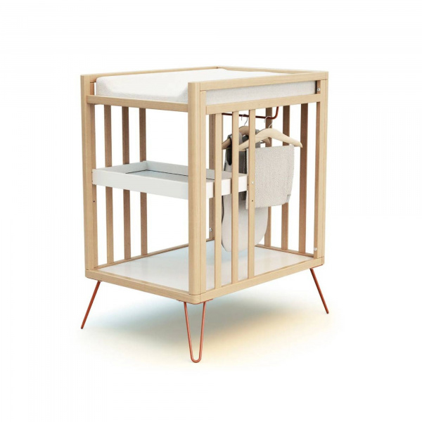 Chambre duo lit bébé only de jurababy 60x120 hêtre et terracotta + table a langer At4