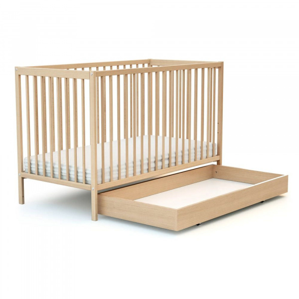 Tiroir de lit bébé en bois essentiel hêtre verni 60 x 120cm At4