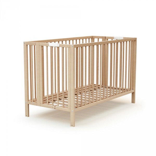 Lit bébé pliant 60x120 cm confort hêtre verni At4