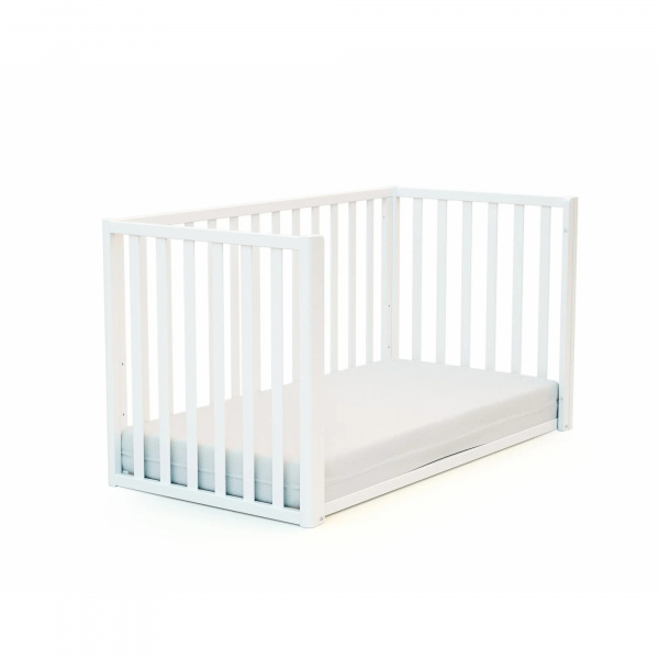 Lit évolutif confort blanc et hêtre 60x120cm At4