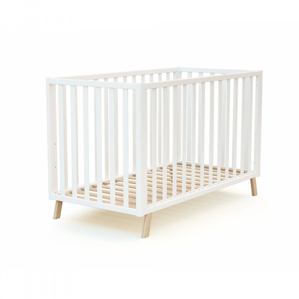 Lit évolutif confort blanc et hêtre 60x120cm At4