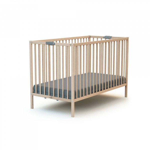 Lit bébé pliant webaby hêtre brut & gris 60 x 120 At4