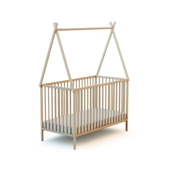 Lit tipi webaby 60x120 en bois hêtre brut At4