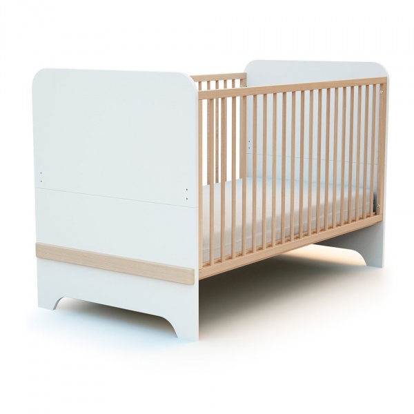 Lit évolutif 70x140 cm carrousel blanc et hêtre verni At4